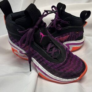 Air Jordan Kids' Black and Purple Sneakers
